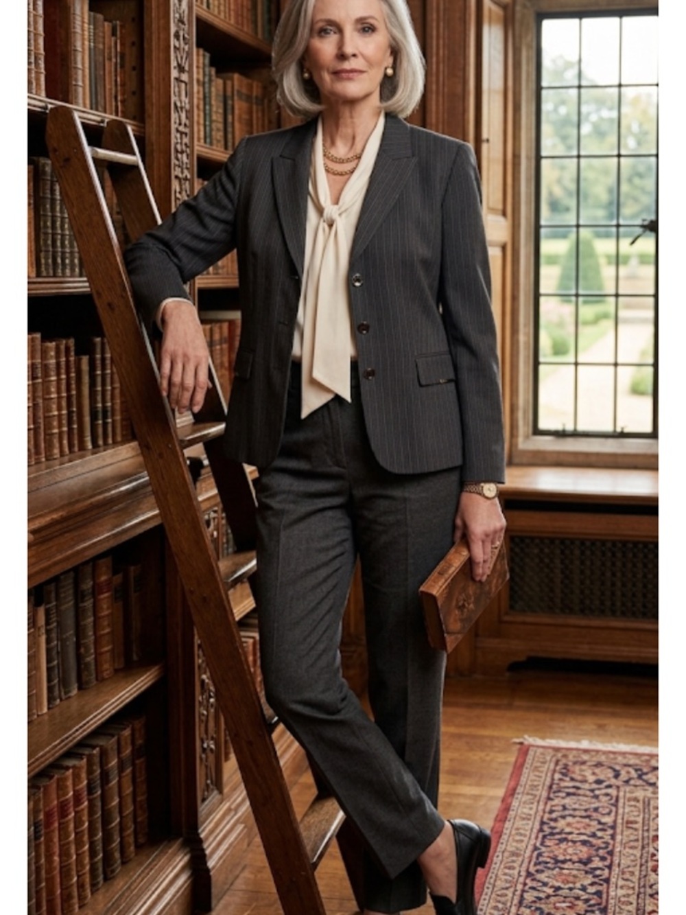 Tahari Arthur S. Levine Pinstripe Blazer Jacket - Charcoal Gray - Size 16
